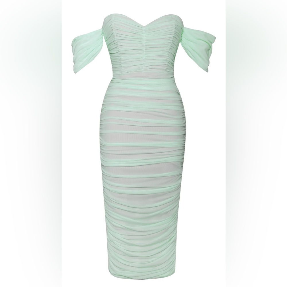 Miss circle mint off shoulder corset dress
